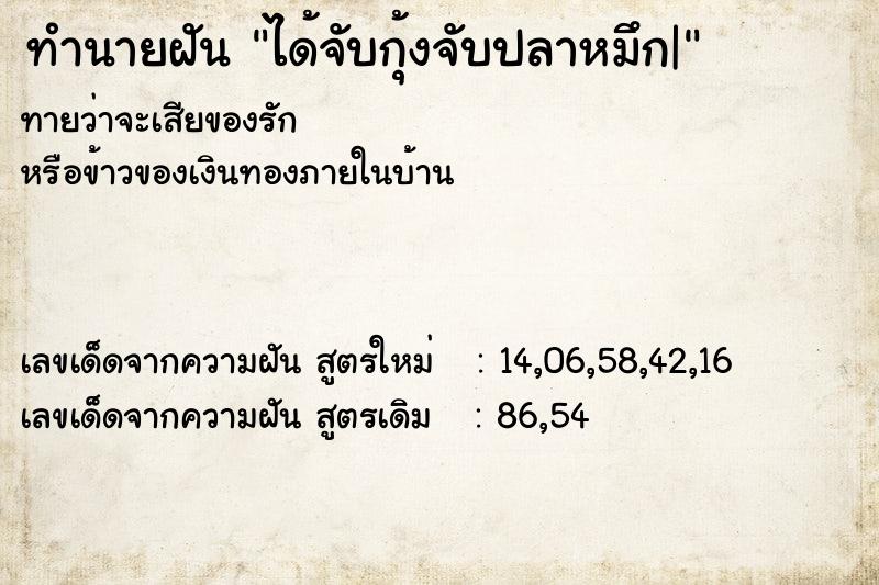ทำนายฝันทำนายฝันได้จับกุ้งจับปลาหมึก|